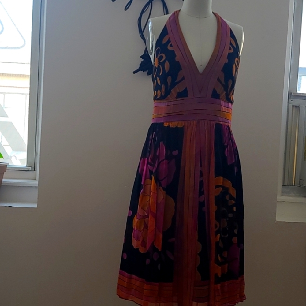 Jones New York Silk Halter Cocktail Dress